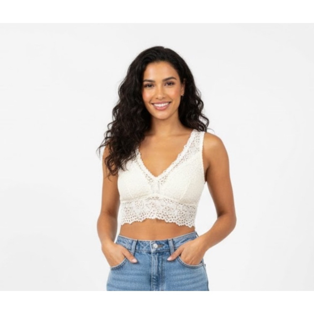 Altar'd State Intimates Lace Bralette Crop Top Cream Ivory‎ S Coquette